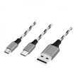 LogiLink USB2.0 cable, A/M to micro-USB + USB-C, 1.2m