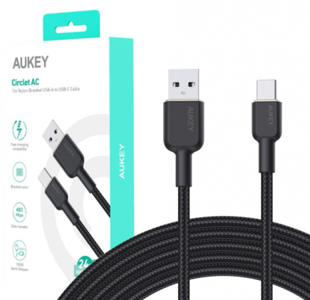 AUKEY AUKEY CB-NAC1 Nylon cab le USB C - USB A 1m 3A AUKEY AUKEY CB-NAC1 Nylon cab le USB C - USB A 1m 3A