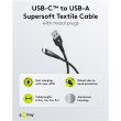 Goobay USB-C to USB-A Supersoft Textile Cable with Metal Plugs | 74526 | USB-C to USB-A