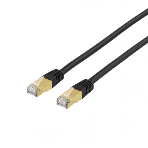 DELTACO S/FTP Cat7 patch cable, 0.3m, 600MHz, Delta-certified, LSZH, RJ45 connectors, black 