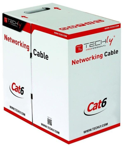 Techly UTP Cat6 bulk cable 4x2 solid copper 305m gray