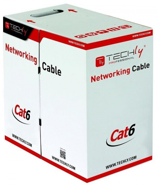 Techly UTP Cat6 bulk cable 4x2 solid copper 305m gray