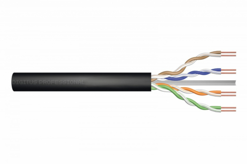 Digitus Installation cable U/UTP cat. 5e, PE wire, external gelled, black, 305m (reel)