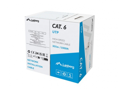 Lanberg UTP LAN cable CAT.6 305M CCA wire gray fluke passed
