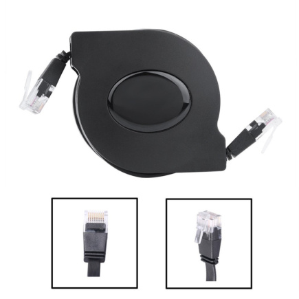 CAT6 Ethernet Cable Ultra Flat 2M - Adjustable Retractable CAT6 RJ45 - Shielded Flat