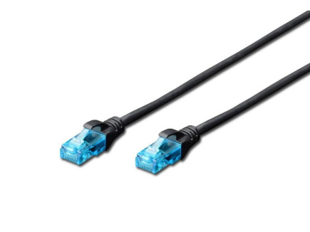 Digitus Patch cord RJ45/RJ45 U/UTP kat. 5e 2,0m AWG 26/7 PVC Must