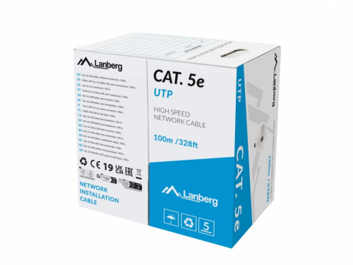 Lanberg Cable LAN UTP kat.5E 100M Drut CU grey fluke passed