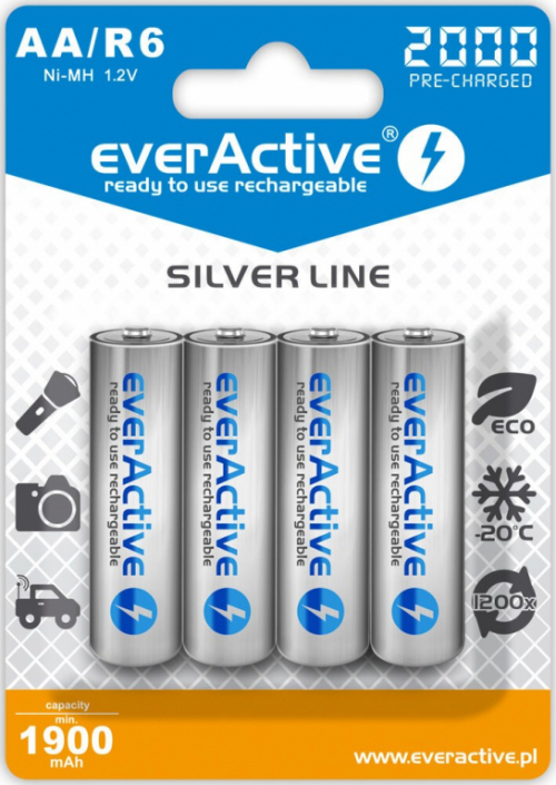 Rechargeable batteries everActive Ni-MH R6 AA 2000 mAh Silver Line