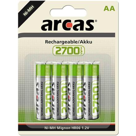 Arcas | 17727406 | AA/HR6 | 2700 mAh | Rechargeable Ni-MH | 4 pc(s)