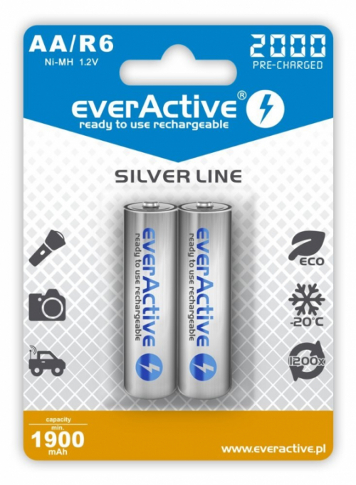 Rechargeable batteries everActive Ni-MH R6 AA 2000 mAh Silver Line - 2 pieces