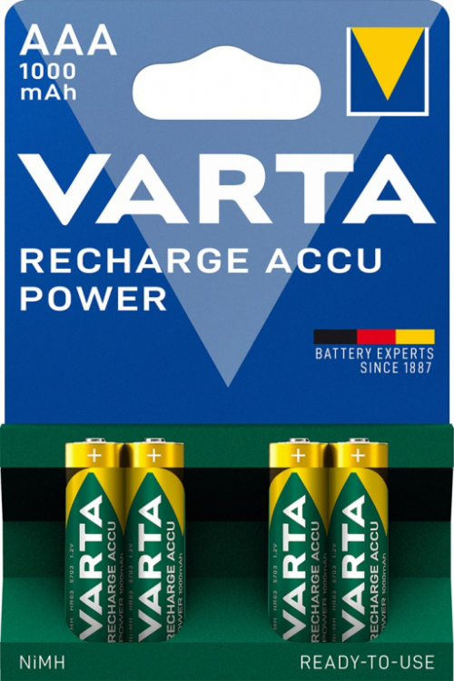 VARTA HR03 AAA Recharge Accu Power 1000 mAh 05703 Rechargeable batteries 4 pc(s) Green, Yellow