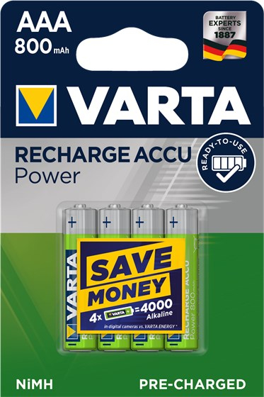 VARTA HR03 AAA Recharge Accu Power 800 mAh 56703 Rechargeable batteries 4 pc(s) Green