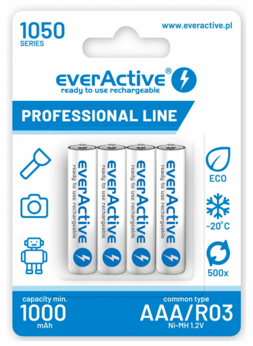 Rechargeable batteries everActive Ni-MH R03 AAA 1050 mAh Professional Line