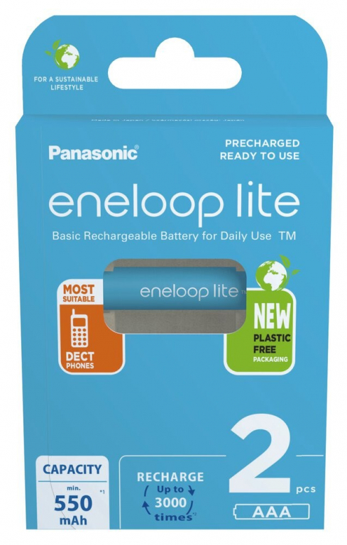Rechargeable batteries PANASONIC ENELOOP LITE AAA 550 mAh 2 szt (BK-4LCCE/2CP)