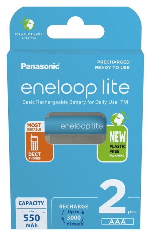 Rechargeable batteries PANASONIC ENELOOP LITE AAA 550 mAh 2 szt (BK-4LCCE/2CP)