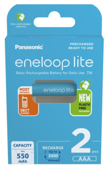 Rechargeable batteries PANASONIC ENELOOP LITE AAA 550 mAh 2 szt (BK-4LCCE/2CP)
