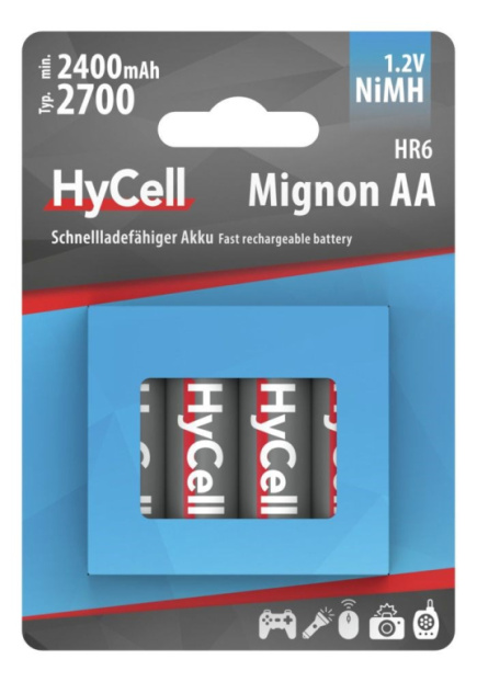 HyCell NiMH AA / HR6 Rechargeable Batteries Type 2700, 4 pcs