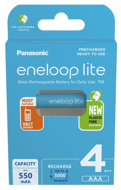 Rechargeable batteries PANASONIC ENELOOP LITE AAA 550 mAh 4 szt (BK-4LCCE/4CP)