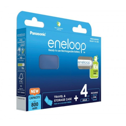 Rechargeable batteries PANASONIC ENELOOP AAA 800 mAh 4 szt + case (BK-4MCDE/4CP+CASE)