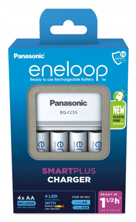 Battery charger PANASONIC Eneloop Smartplus BQ-CC55 + 4x AA 2000 mAh (K-KJ55MCD40E)