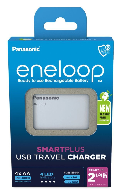 USB battery charger PANASONIC Eneloop Smartplus BQ-CC87 + 4x AA 2000 mAh (K-KJ87MCD40USB)