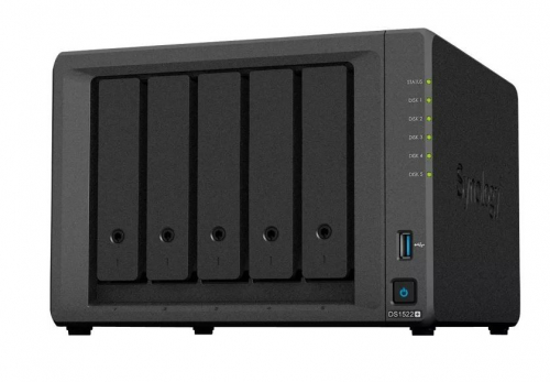 Synology Server NAS DS1522+ 5x0HDD AMD Ryzen R1600 2,6Ghz 8GB 4x1GbE RJ45 3Y