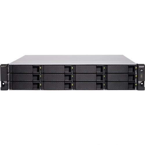 QNAP 12+6 Bay 2U NAS Intel Xeon D-1622 4cores/8threads 3.2GHz processor 32GB ECC DDR4 6x6,35cm 2,5Zoll 12x8,89cm 3,5Zoll SATA