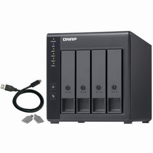 4-Bay QNAP TR-004 - 2.5/3.5 Zoll - Serial ATA II - 0,1,5,10,JBOD - 3.2 Gen 1 (3.1 Gen 1) - USB Typ-C Gehäuse