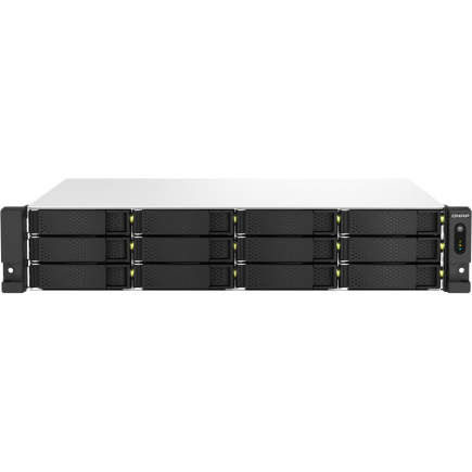 QNAP TS-1264U-RP-8G 2U 12-Bay rackmount NAS Intel Celeron N5095 quad-core 8GB onboard not expandable 12x3.5/2.5 SATA 2x300W r PSU