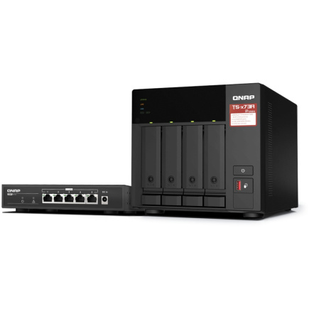QNAP Bundle NAS TS-473A 4 bay AMD Ryzen Embedded V1500B 2.5G + Switch QSW-1105-ST 5 ports 2.5G