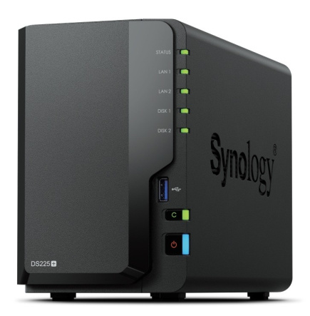 Synology Server DS225+ 2x0HDD J4125 2GB DDR4 1xGbE 1x2,5GbE 3Y