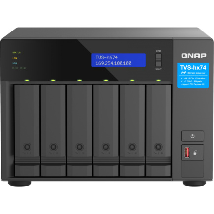 QNAP TVS-H674-I5-32G 6-bay QuTS hero NAS Intel Core i5-12400 6-core/12-thread up to 4,6GHz 32GB SO-DIMM