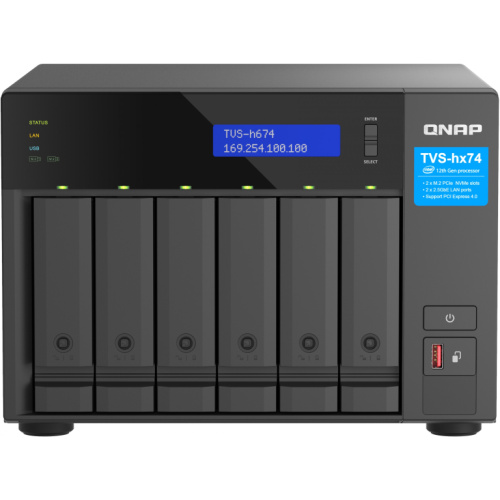 QNAP TVS-H674-I5-32G 6-bay QuTS hero NAS Intel Core i5-12400 6-core/12-thread up to 4,6GHz 32GB SO-DIMM