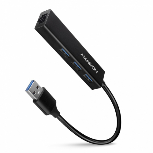 AXAGON Hub HMA-GL3A 3x USB-A + GLAN, USB3.2 Gen 1, metal, 20cm USB-A cable
