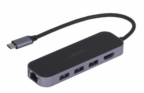 UNITEK HUB USB-C 3.1,RJ-45,3XUSB-A,HDMI,4K,PD100W