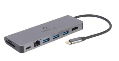 Gembird USB-C Hub for HDMI 1xUSB-C GbE 2xUSB-A Card PD