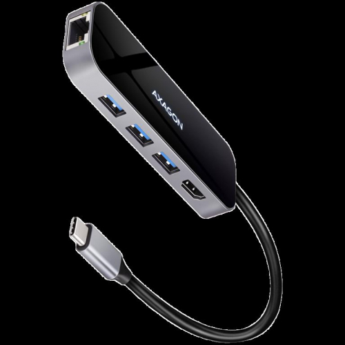 Axagon Multiport USB 3.2 Gen 1 hub. HDMI, Gigabit LAN and Power Delivery. 20 cm USB-C cable.