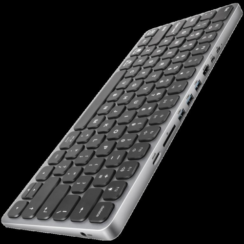 AXAGON HMC-KB keyboard USB-C 5Gbps with HUB, microSD/SD, 3x USB-A, HDMI 4K/60Hz, PD 100W, Audio, US layout