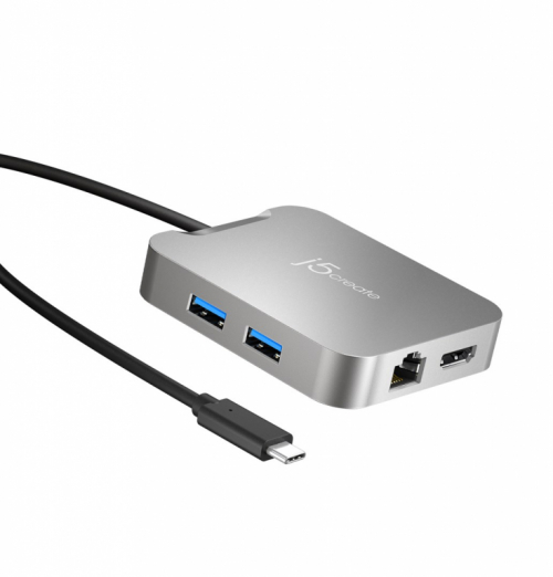 j5create JCD391 4K60 Elite USB-C® PD Multi-Port Adapter, Silver