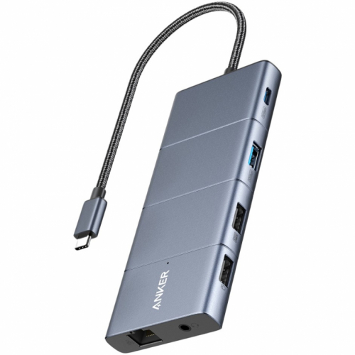 Anker 565 USB-C Hub (11-in-1) 1 x 10Gbps USB-C 1 & USB-A 1 x HDMI 1 x DP 1 x 100W USB-C 1 x Ethernet 1 x AUX 1 x microSD gray