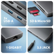 AXAGON HMC-8HLSA USB-C 3.2 Gen 1 Multiport Hub, 3x USB-A + 4K/60Hz HDMI + SD/microSD, Gigabit LAN, Audio, PD 100W - Silver, 20cm USB-C cable