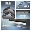 AXAGON HMC-8HLSA USB-C 3.2 Gen 1 Multiport Hub, 3x USB-A + 4K/60Hz HDMI + SD/microSD, Gigabit LAN, Audio, PD 100W - Silver, 20cm USB-C cable