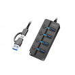 LogiLink USB3.2 Gen1 HUB, 4xUSB-A on/off switch