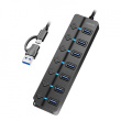 LogiLink USB3.2 Gen1 hub, 7 port on/off switch black