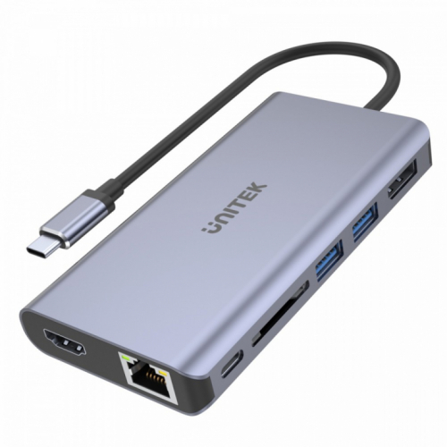 Unitek HUB USB-C 2x USB 3.1, HDMI,DP, RJ45, SD;D1056