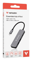 Verbatim USB-C Essentials Multiport Hub 4 ports: HDMI, USB-C PD, USB-A 3.2 Gen 1, USB-A