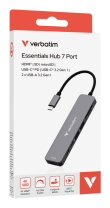 Verbatim USB-C Essentials Multiport Hub 7 ports: HDMI, USB-C, USB-C 3.2 Gen 1, 2 x USB-A 3.2 Gen 1, SD & microSD