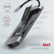 AXAGON Hub HMC-6M2 USB-C 3.2 Gen 1 hub w. M.2 SATA + HDMI + GLAN + 2x USB-A + PD 100W