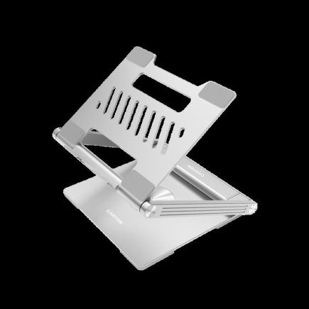 Canyon Laptop stands with hub, TYPE C F to HDMI2.0+2USB3.0+USBC3.0+RJ45+PD, TYEP C TO C cable 1m White with Emarker: HUSB332A, Material: Aluminum case+ABS+PS, Size: 245x240x27.2+/-0.3mm, Weight:1304g