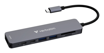 Verbatim USB-C Essentials Multiport Hub 7 ports: HDMI, USB-C, USB-C 3.2 Gen 1, 2 x USB-A 3.2 Gen 1, SD & microSD